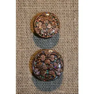 Patent-knapper m/glimmer, kobber 20 mm. - Guld-, sølv- og metalknapper