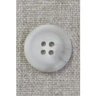 4-huls knap meleret i hvid og lysegrå 20 mm. - Knapper Hvid, grå og sort