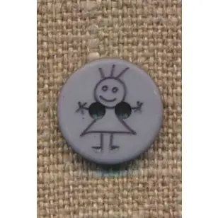 Knap med pige i grå - Børneknapper
