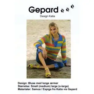Gepard mønster Bluse m/krave - Strikopskrifter 50%