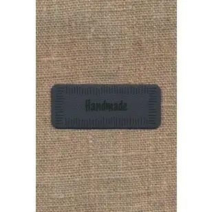 Motiv- label i læderlook i grå "Handmade" - 