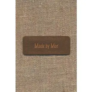 Motiv- label i læderlook i brun "Made by Mor" - Drengemotiver og fodbold