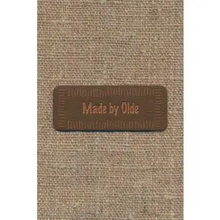 Motiv- label i læderlook i brun "Made by Olde" - Drengemotiver og fodbold
