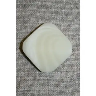 Firkantet meleret knap off-white, 28 mm. - Knapper Brun, beige og off-white