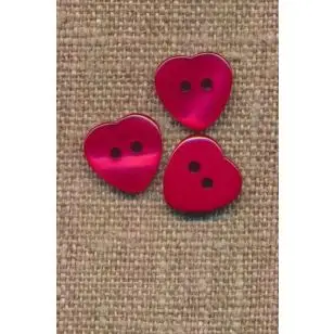 Hjerte knap i rød, 12 mm. - Knapper Rød/lyserød/lilla