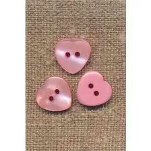 Hjerte knap i lyserød, 12 mm. - Knapper Rød/lyserød/lilla