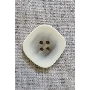 Skæv firkantet knap i offwhite og beige, 23 mm. - Knapper Brun, beige og off-white