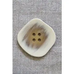 Skæv firkantet knap i offwhite og beige, 34 mm. - Knapper Brun, beige og off-white