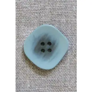 Skæv firkantet knap i vandgrøn og beige, 23 mm. - Knapper Brun, beige og off-white