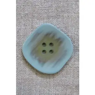 Skæv firkantet knap i vandgrøn og beige, 34 mm. - Knapper Brun, beige og off-white