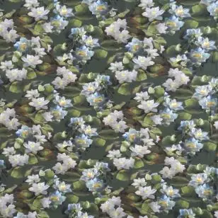 Bomuldsjersey m/digitalt tryk med åkander - Bomuldsjersey digitalprint