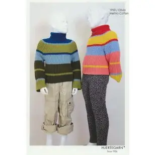 1950 Olivia - Ribstrikket stribet sweater - Strikopskrifter Børn