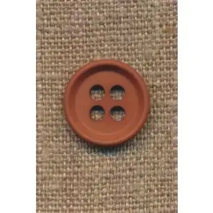 4-huls knap i rød-brun 18 mm. - Knapper Brun, beige og off-white