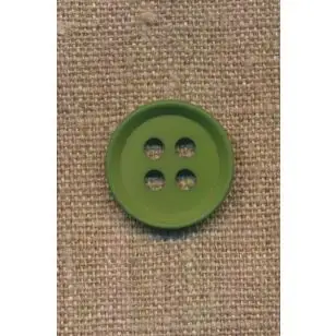 4-huls knap i grøn 15 mm. - Knapper Grøn, gul og orange
