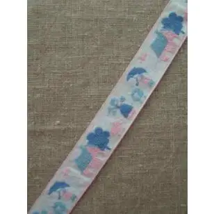 Bånd med  huse hvidt-lyserød - Børnebånd