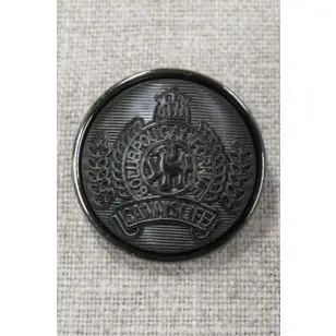 Koksgrå knap med våbenskjold, 29 mm. - Knapper Hvid, grå og sort