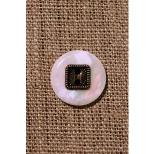 Off-white knap perlemors-look m/gl.guld - Knapper Brun, beige og off-white