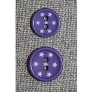 2-huls knap m/stjerner, lilla 15 mm - Tilbud knapper