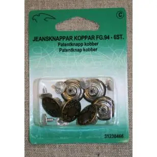 Patent-/Jeans knap, kobber - Guld-, sølv- og metalknapper