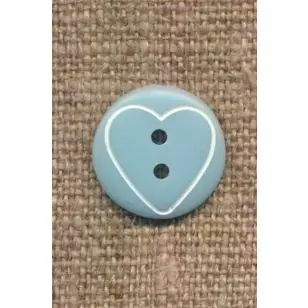 Knap med hjerte i lys blå, 15 mm. - Børneknapper