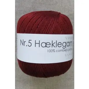 Nr. 5 Hæklegarn, mørk rust-rød - P: 2 -  Hæklegarn Nr. 5
