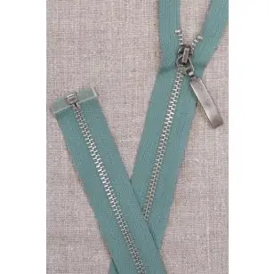 62 cm. delbar lynlås i lys irgrøn - gl.sølv - Lynlåse