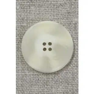 Offwhite meleret 4-huls knap, 25 mm. - Tilbud knapper