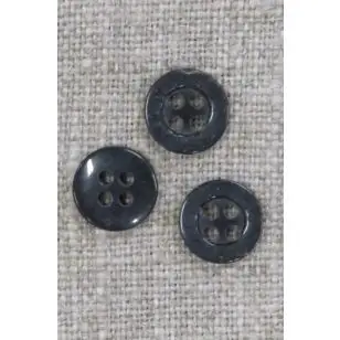 Lille koksgrå 4-huls knap, 10 mm. - Knapper Hvid, grå og sort