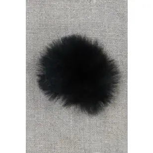 Pels-pompon i akryl i sort, 5 cm. - Pomponer