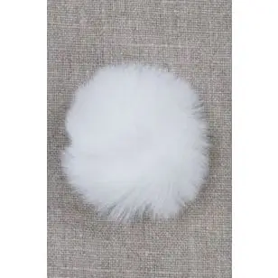 Pels-pompon i akryl i hvid, 5 cm. - Pomponer