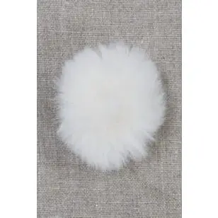 Pels-pompon i akryl i offwhite, 5 cm. - Pomponer