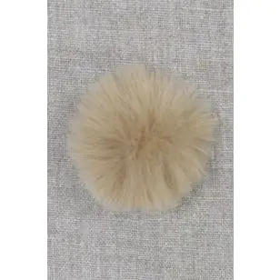 Pels-pompon i akryl i beige, 5 cm. - Pomponer