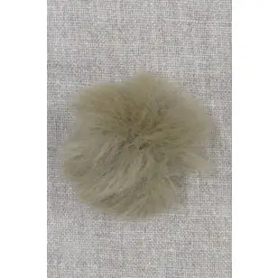 Pels-pompon i akryl i natur/mørk sand, 5 cm. - Pomponer