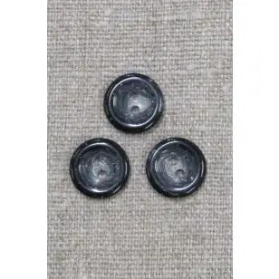 Recycled meleret 2-huls plast knap i sort og grå 15 mm. - Knapper Hvid, grå og sort