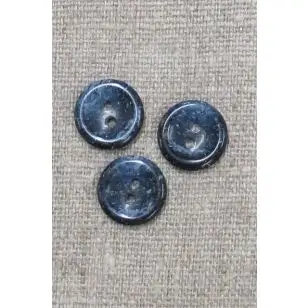 Recycled meleret 2-huls plast knap i mørkeblå og denim 15 mm. - Knapper Blå, turkis og petrol