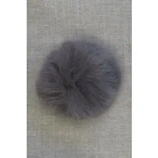 Pels-pompon i akryl i grå, 8 cm. - Pomponer