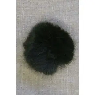 Pels-pompon i akryl i mørk flaskegrøn, 8 cm. - Pomponer