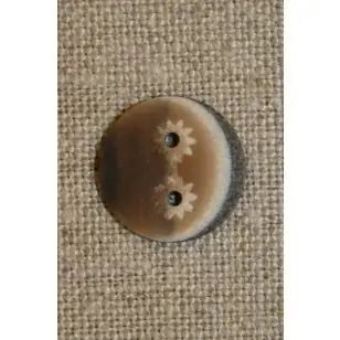 Grå/beige knap m/stjerner - Knapper Brun, beige og off-white