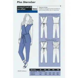 Onion 9022 Plus -jumpsuit med slå om-effekt - Snitmønstre Onion til voksne