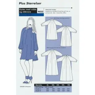Onion 9023 Plus -kjole med vidde og ståkrave - Snitmønstre Onion til voksne