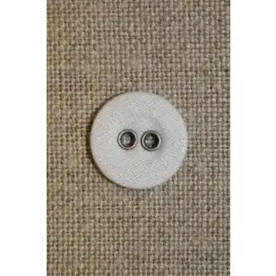 Hvid lærreds knap 14 mm. - Knapper Hvid, grå og sort