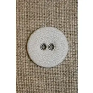 Hvid lærreds knap 18 mm. - Knapper Hvid, grå og sort