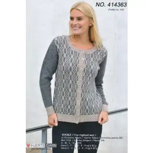 414363 Cardigan m/mønsterstrik - Pind 3-3½