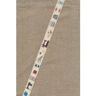 Bånd i sand med symaskine garn saks - Div. bånd