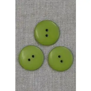 2-huls knap i lime-grøn 28 mm. - Knapper Grøn, gul og orange