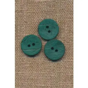 Kokos knap i flaskegrøn 15 mm. - Træ- og Horn-knapper