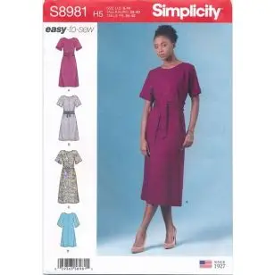 Simplicity 8981 Enkel Kjole til fast stof | Easy-to-sew - Symønstre