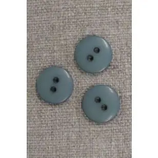 2-huls knap i vandgrøn 15 mm. - Knapper Blå, turkis og petrol