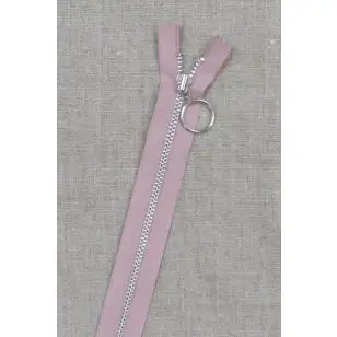 30 cm. lynlås 4 mm aluminium fast med ring i gammel rosa - Lynlåse