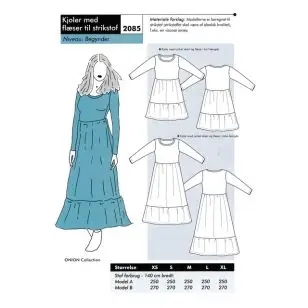 Onion 2085 -Kjole med flæse til strikstof - Snitmønstre Onion til voksne
